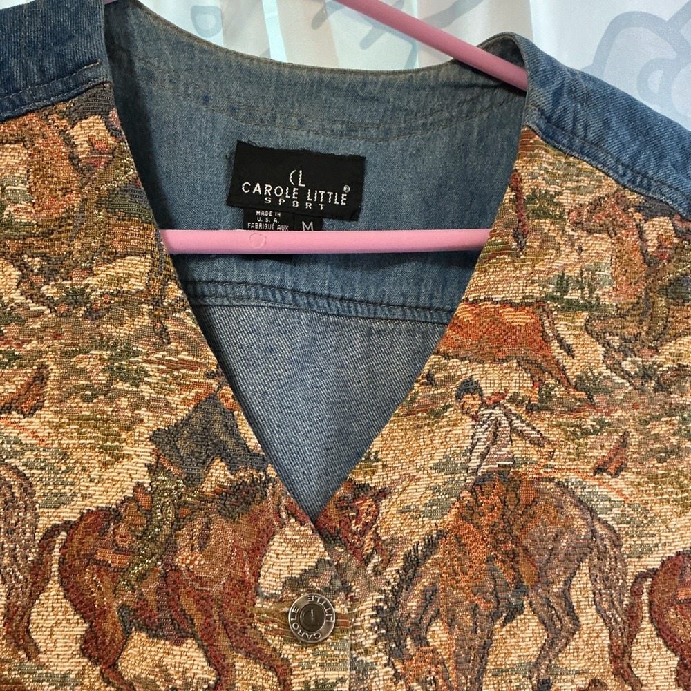 Carol Little Sport Western Tapestry Vest MEDIUM USA VINTAGE 90s - Picture 2 of 7